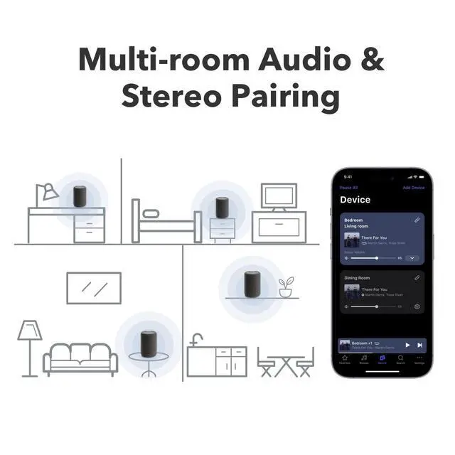 Alt view image 5 of 6 - A10 MKII Wireless Multiroom Speaker, WiiM Edition | High Fidelity, Bluetooth, WiFi | Compatible with AirPlay 2, Google Cast, Siri, WiiM Home App, Stream Spotify, Tidal & More, Dark Gray