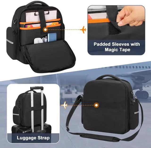 Alt view image 4 of 6 - Pilot Headset Bag, Aviation Headset Pilot Bag for Secure Storage | Flight Bag for Aviation Headset, Padded Sleeve for Kneeboard, iPad and More, Three Ways to Carry, Patch Area, Bag Only