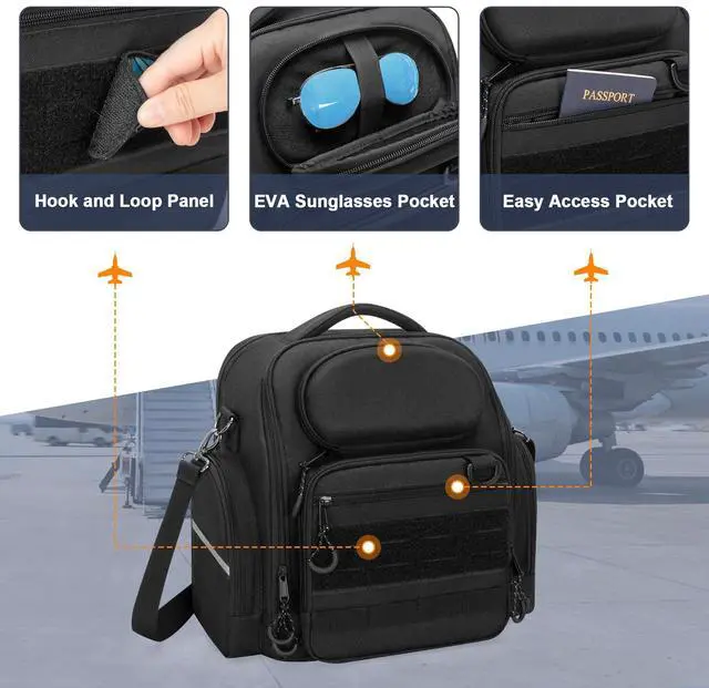Alt view image 5 of 6 - Pilot Headset Bag, Aviation Headset Pilot Bag for Secure Storage | Flight Bag for Aviation Headset, Padded Sleeve for Kneeboard, iPad and More, Three Ways to Carry, Patch Area, Bag Only
