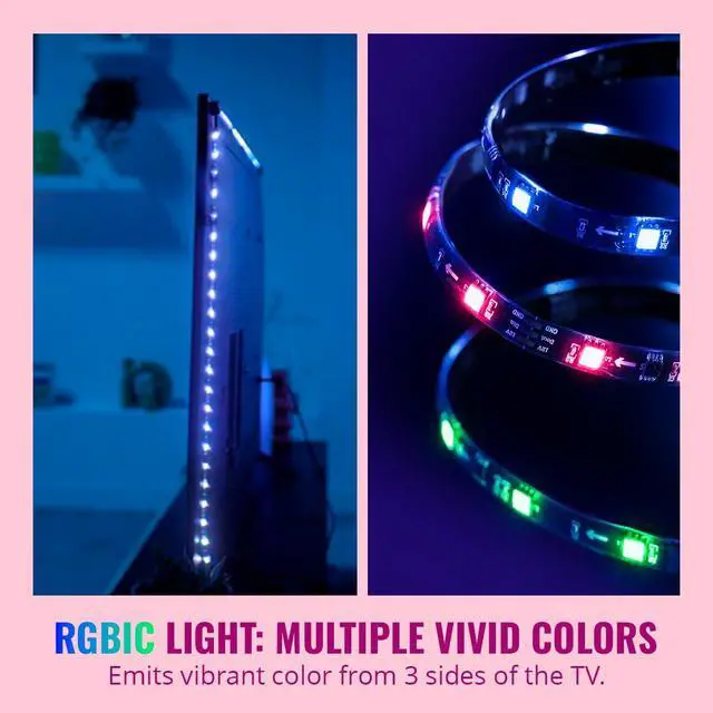 Alt view image 4 of 5 - HDMI Sync Box with TV Backlight - Sync to Movies, Games & Music - HDMI 2.0 Supports 4K 60Hz -RGBIC LED Strip 55-65 Inch TVs - Requires External Video Source