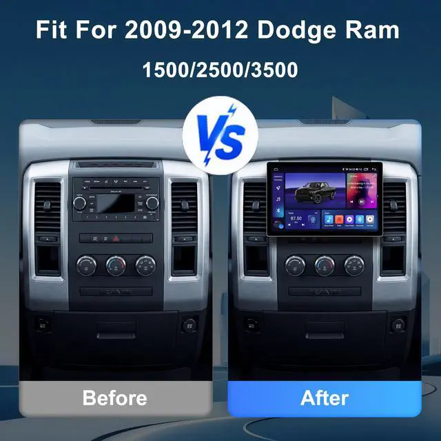 Alt view image 2 of 6 - 11.5 Inch 8 Core 4GB+64GB Car Radio Stereo for Dodge RAM 1500/2500/3500 2009-2012, 2K Touchscreen Android 13 Head Unit with Wireless CarPlay & Android Auto,1080P Backup Camera, GPS, SWC, AM/FM Radio