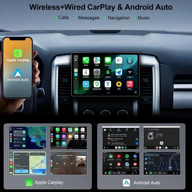 Alt view image 3 of 6 - 11.5 Inch 8 Core 4GB+64GB Car Radio Stereo for Dodge RAM 1500/2500/3500 2009-2012, 2K Touchscreen Android 13 Head Unit with Wireless CarPlay & Android Auto,1080P Backup Camera, GPS, SWC, AM/FM Radio