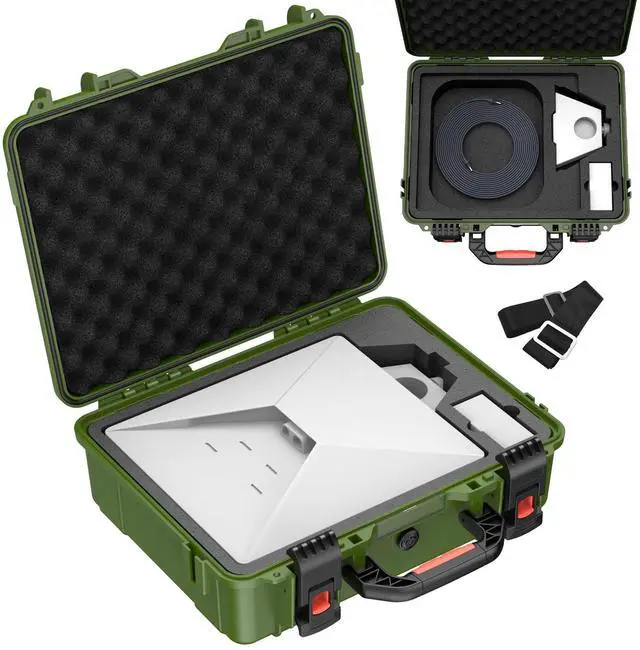 Main image of Starlink Mini Case, Waterproof Green Starlink Mini Hard Case with Portable Strap, Precision Cut Foam for Starlink Accessories, Starlink Bag for Travel Outdoor Camping Hiking