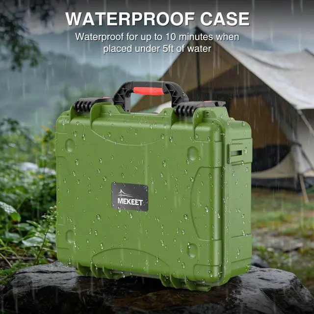 Alt view image 5 of 6 - Starlink Mini Case, Waterproof Green Starlink Mini Hard Case with Portable Strap, Precision Cut Foam for Starlink Accessories, Starlink Bag for Travel Outdoor Camping Hiking