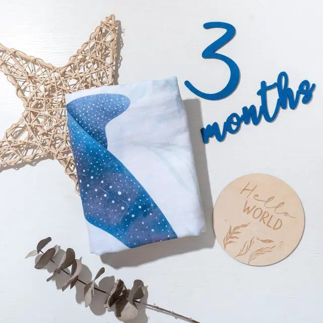 Alt view image 5 of 6 - Ocean Baby Milestone Blanket Monthly Baby Milestone Photo Prop for Boy, Under The Sea Growth Tracker Blanket with Hello World Sign and Registry Must-Have