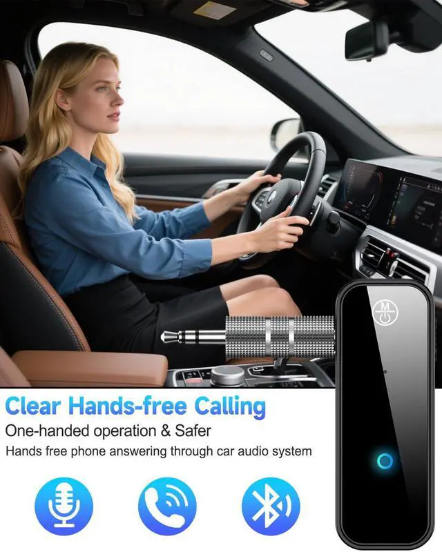 Alt view image 4 of 6 - Auxiliary Aux Bluetooth 5.4 Adapter for Car, 2 in 1 Bluetooth Receiver Transmitter, 3.5mm Jack Wireless Audio Adapter Dongle for TV Headphone PC Speaker Amplifier Home Stereo System, with Microphone
