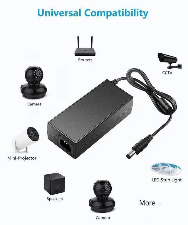 Alt view image 5 of 5 - 24V DC Power Supply 4A Universal AC Adapter, 100-240 50/60Hz Adapter to 24 Volts 4Amp Transformer, DC 24V Power Cord, 5.5mm x 2.5mm Plug
