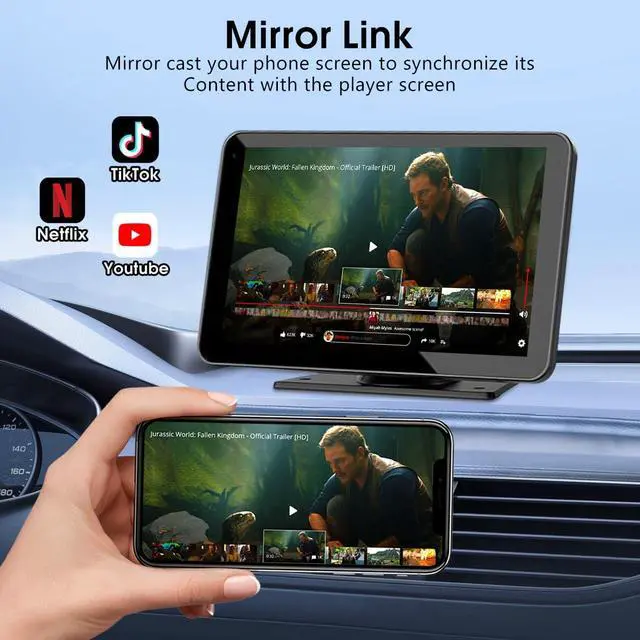 Alt view image 3 of 6 - 2026 Enhanced Carplay Screen for Car - 7" HD Portable Carplay & Android Auto with Bluetooth, HD Backup Camera, GPS Navigation, Siri, FM Radio, AUX, and Mirror Link Compatible with All Vehicles