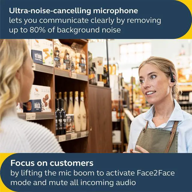 Alt view image 2 of 6 - Perform 45 Push-to-Talk (PTT) Bluetooth Wireless Headset, Noise-Cancelling Microphone, Push-to-Talk Functionality, Face2Face Mode, and Discreet Design, IP54-Rated, Black