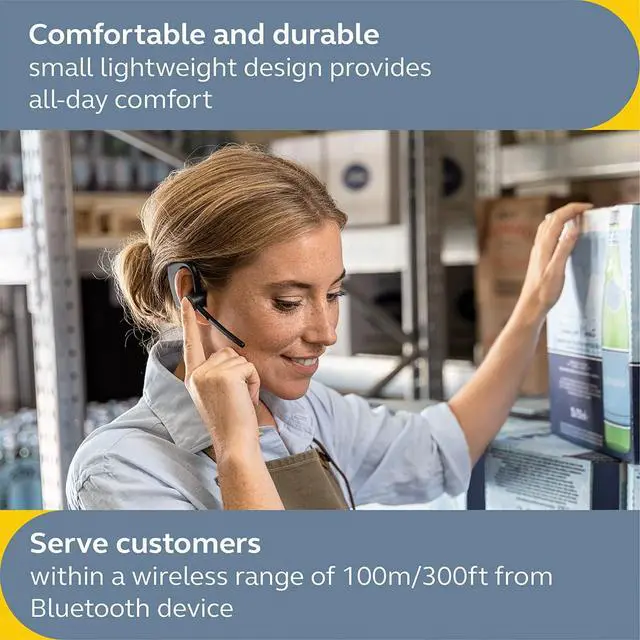 Alt view image 4 of 6 - Perform 45 Push-to-Talk (PTT) Bluetooth Wireless Headset, Noise-Cancelling Microphone, Push-to-Talk Functionality, Face2Face Mode, and Discreet Design, IP54-Rated, Black