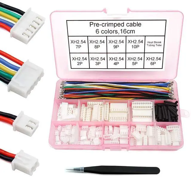 Main image of XH 2.54mm Connector Kit with pre-Crimped Cable Wire 2/3/4/5/6/7/8/9/10 Pin Housing JST Adapter Cable Compatible with JST-XH Connector