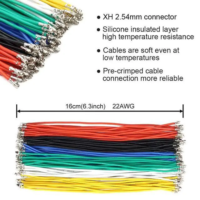 Alt view image 4 of 6 - XH 2.54mm Connector Kit with pre-Crimped Cable Wire 2/3/4/5/6/7/8/9/10 Pin Housing JST Adapter Cable Compatible with JST-XH Connector
