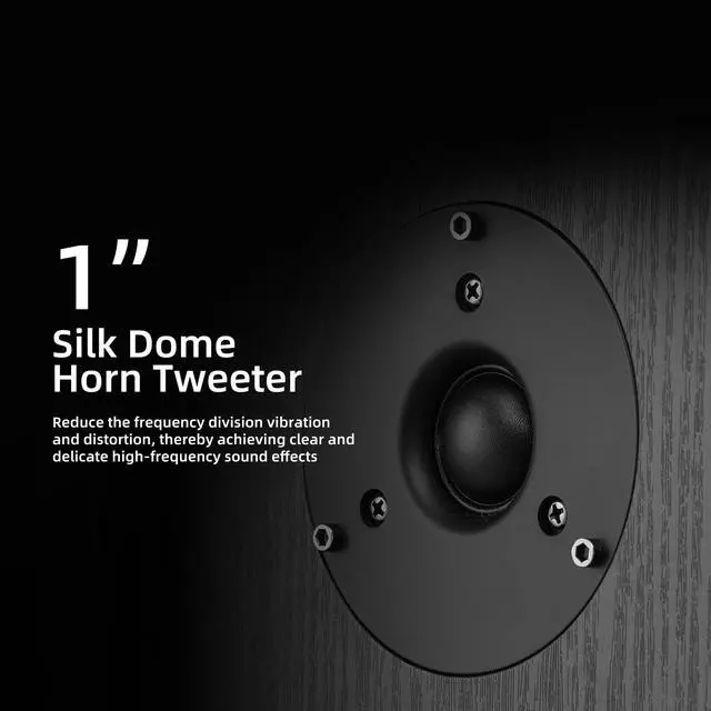 Alt view image 2 of 6 - Floor Standing Tower Speakers Pair, Dual 6.5" Woofers, 120W, Black | 1" silk dome tweeter, passive hi-fi speakers, home theater use, MDF enclosure, deep bass response, for music & movies