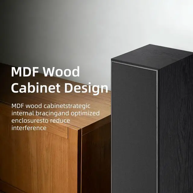 Alt view image 6 of 6 - Floor Standing Tower Speakers Pair, Dual 6.5" Woofers, 120W, Black | 1" silk dome tweeter, passive hi-fi speakers, home theater use, MDF enclosure, deep bass response, for music & movies