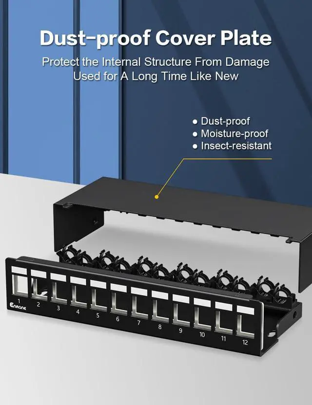 Alt view image 2 of 6 - Patch Panel 12 Port Blank Keystone Patch Panel STP&UTP Compatible with LC/SC/ST/FC/USB/HDMI Keystone Jack for Desk Mount& Wall Mount