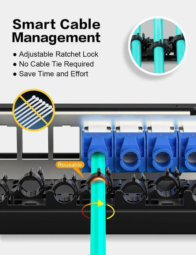 Alt view image 3 of 6 - Patch Panel 12 Port Blank Keystone Patch Panel STP&UTP Compatible with LC/SC/ST/FC/USB/HDMI Keystone Jack for Desk Mount& Wall Mount