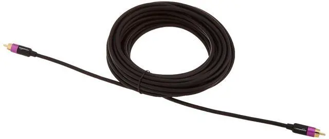 Alt view image 4 of 4 - Subwoofer RCA Audio Cable for Amplifiers, Active Speakers with Gold-Plated Connectors, S/PDIF, Digital Audio, 35 Feet, Black