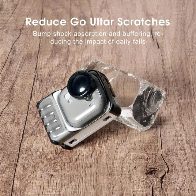 Alt view image 3 of 6 - Protective Cover Carrying Case for Insta 360 Go Ultra Travel Accessories | Shockproof Anti-Scratch Washable TPU Transparent Cover Anti-Slip Dustproof Protection with Lens Cap & Lanyard Black
