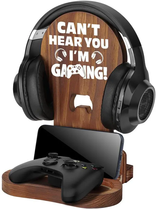 Main image of Gamer Gifts for Teenage Boy, Son, Boyfriend, Husband, Gamer Room Decor for Man, Teen Boy Gaming Accessories, Wooden Gaming Headset Stand