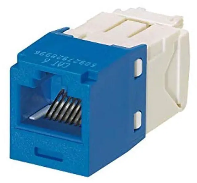 Main image of CJ688TGBU-24 Mini-Com TX6 Plus UTP RJ45 Cat6 Standard Jack Module, T568A/T568B Wiring, RoHS Compliant, Toolless Installation, Blue (Pack of 24) | Toolless Install, T568A/T568B Wiring, Polycarbonate Bo