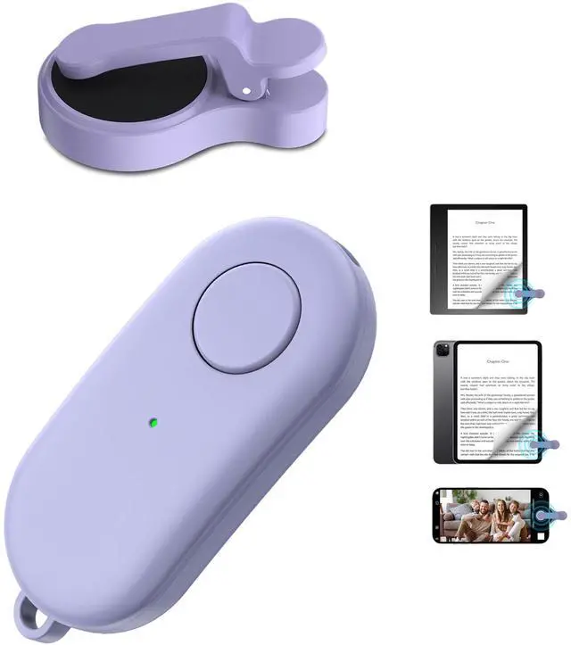 Main image of Remote Control Page Turner for Kindle Paperwhite Oasis Kobo eReaders,Kindle Clicker Page Turner Accessories for iPhone,iPad, Android Tablets Reading Novels,Camera Video Record&Shutter Selfie (Purple)