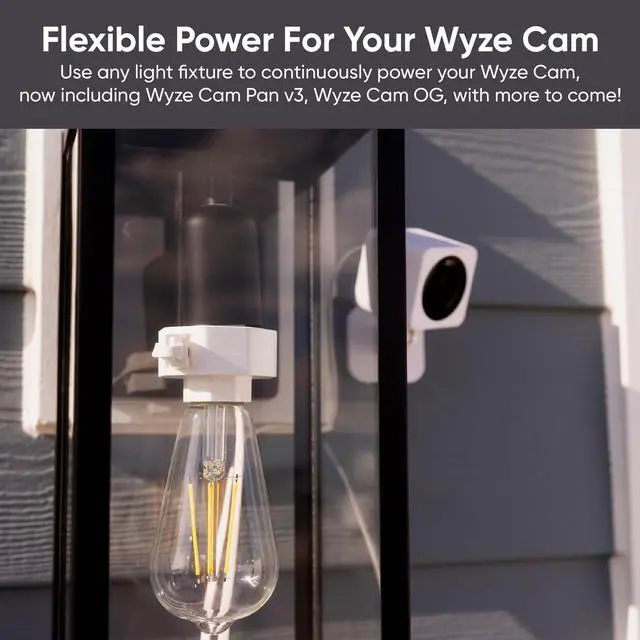 Alt view image 3 of 6 - Lamp Socket v2 Power Adapter for Cam v3/v3 Pro/ v4/OG/Pan v3/Pan v4(Camera Sold Separately)