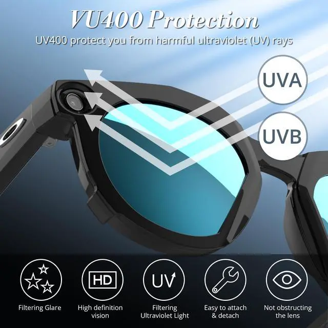 Alt view image 2 of 6 - Polarized Clip-on Compatible with Oakley Meta HSTN Smart Glasses | 4Pcs Black Frame Discoloration Clip for Oakley Meta HSTN Color Changing Clip, Cool & Fashion (Black+Green+Silver+Blue)