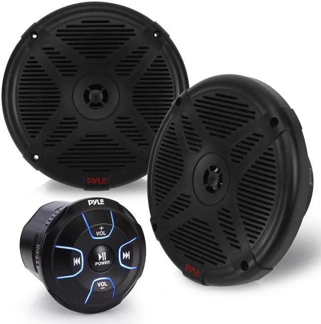 Main image of 6.5'' Dual Marine Speakers Kit - Waterproof-Rated w/Amplified Bluetooth Remote Control Receiver for Powersport Vehicles, IP65 Marine Grade Rating, 600 Watt Max Power - PLMRKT8