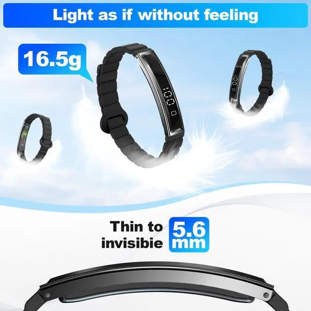 Alt view image 2 of 6 - Smart Bracelet for Women & Men, Health Activity & Fitness Tracker | Sleep Tracking, 24/7 Heart Rate & Stress Monitor, Slim 16g Lightweight, 710 Day Battery, Free App, No Subscription, 2 Bands