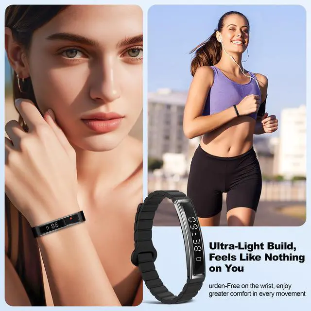 Alt view image 4 of 6 - Smart Bracelet for Women & Men, Health Activity & Fitness Tracker | Sleep Tracking, 24/7 Heart Rate & Stress Monitor, Slim 16g Lightweight, 710 Day Battery, Free App, No Subscription, 2 Bands