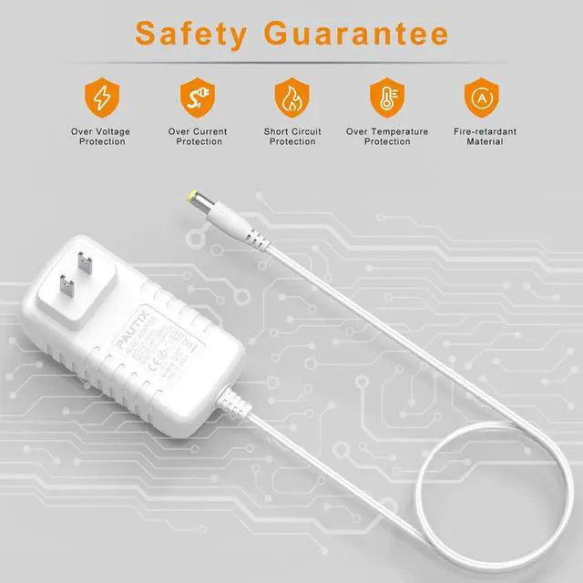 Alt view image 3 of 6 - 24V DC Power Supply Adapter 2A 48W Low Voltage Converter LED Driver Transformer with 5.5 x 2.1mm US Plug for LED Strip,COB LED Lighting,CCTV Camera,Suit 1.5A 1A 0.5A Device Power Source(White)