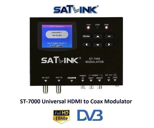 Alt view image 4 of 6 - ST-7000 HDMI to RF Digital Modulator/Encoder Delivers 1080p HDMI Video to TVs as HD ATSC or QAM (J.83B) Channel via Coax Network