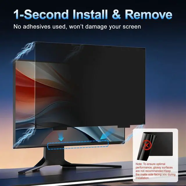 Alt view image 4 of 6 - 2 Pack 24 Inch Magnetic Computer Privacy Screen for Monitor 16:9 Aspect Ratio, Anti Blue Light Computer Screen Privacy Shield, Removable Anti Glare Screen Protector for Dell HP Lenovo ASUS LG Acer Sam