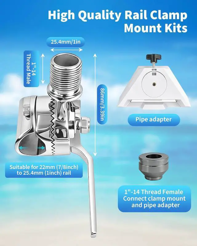 Alt view image 3 of 6 - Boat Mount for Starlink Mini, Marine-Grade 316 Stainless Steel Adjustable Rail Mount for Starlink Mini Antenna Perfect for Boats, Yachts, Sailboats, Trawlers & RVs