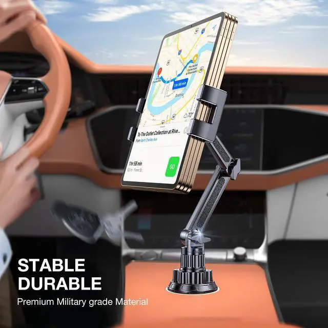 Alt view image 2 of 6 - Cup Holder Tablet Holder for Car15" Height Adjustable Car Cup Holder ipad Car Mount for Truck Stand Car Tablet Holder Multi Angle Car Mount for All 4.7"-13" Apple iPad Samsung Galaxy Tab