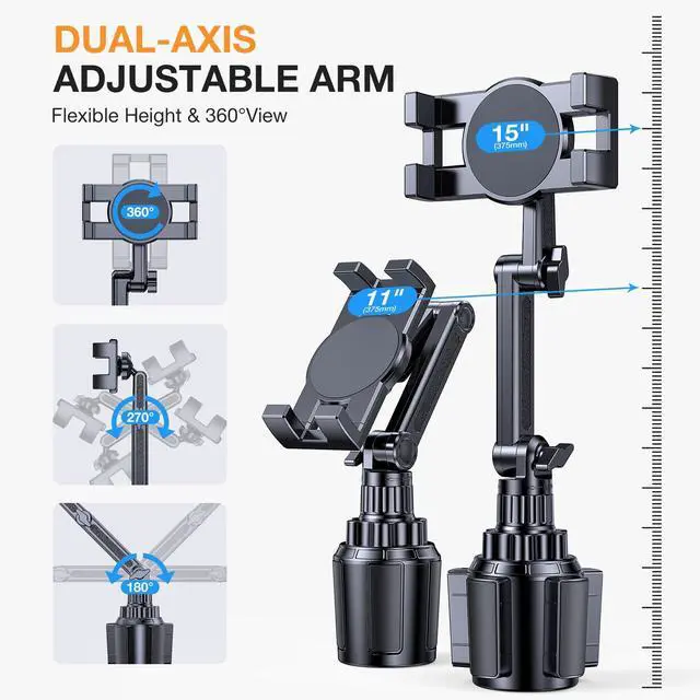 Alt view image 5 of 6 - Cup Holder Tablet Holder for Car15" Height Adjustable Car Cup Holder ipad Car Mount for Truck Stand Car Tablet Holder Multi Angle Car Mount for All 4.7"-13" Apple iPad Samsung Galaxy Tab