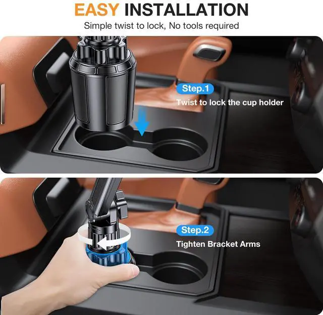 Alt view image 6 of 6 - Cup Holder Tablet Holder for Car15" Height Adjustable Car Cup Holder ipad Car Mount for Truck Stand Car Tablet Holder Multi Angle Car Mount for All 4.7"-13" Apple iPad Samsung Galaxy Tab