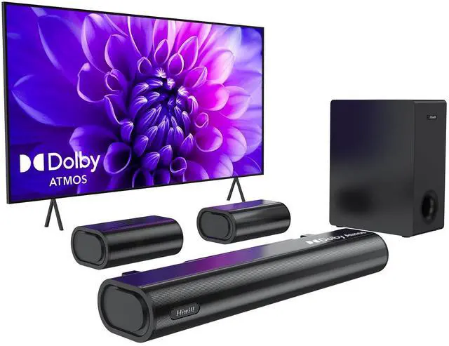 Main image of 5.1ch Dolby Atmos Soundbar with 5.25'' Subwoofer, Clear Voice, Surround Sound System w/2 Wired Rear Speakers, 380W Peak Power Bluetooth PC Sound Bar for TV, eARC/ARC/Opt, 2025
