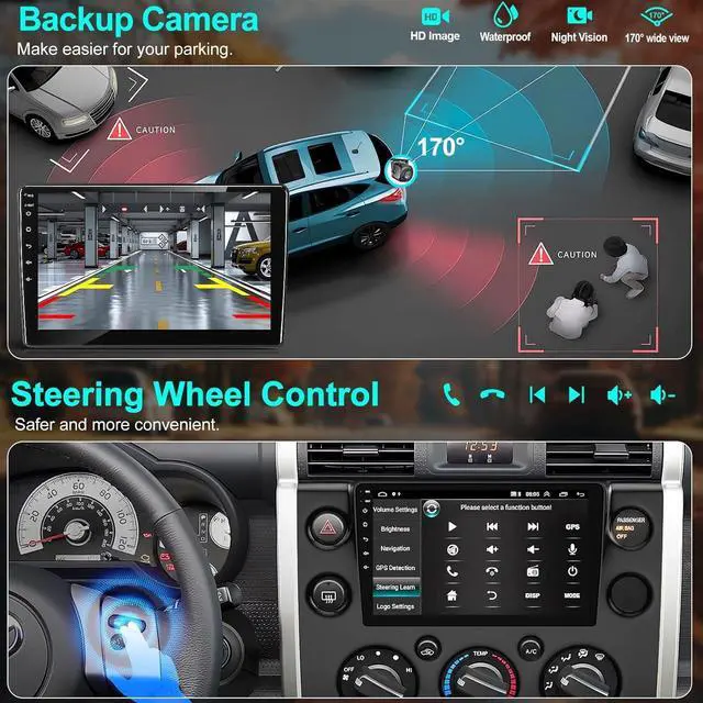 Alt view image 3 of 6 - 4+128G Android Car Stereo for Toyota FJ Cruiser 2007-2018 with Wireless Carplay&Android Auto, 9 Inch IPS Touchscreen FJ Cruiser Radio Support Bluetooth/GPS/WiFi/FM Radio/DSP/SWC/Backup Camera