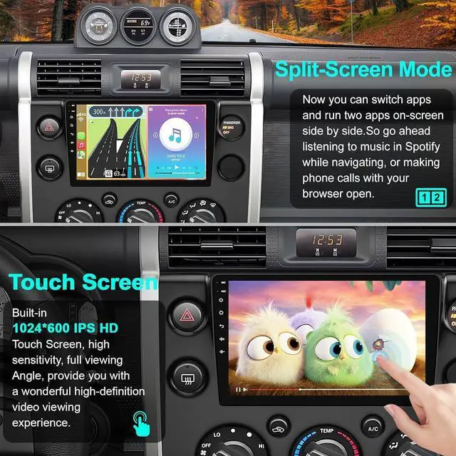 Alt view image 4 of 6 - 4+128G Android Car Stereo for Toyota FJ Cruiser 2007-2018 with Wireless Carplay&Android Auto, 9 Inch IPS Touchscreen FJ Cruiser Radio Support Bluetooth/GPS/WiFi/FM Radio/DSP/SWC/Backup Camera