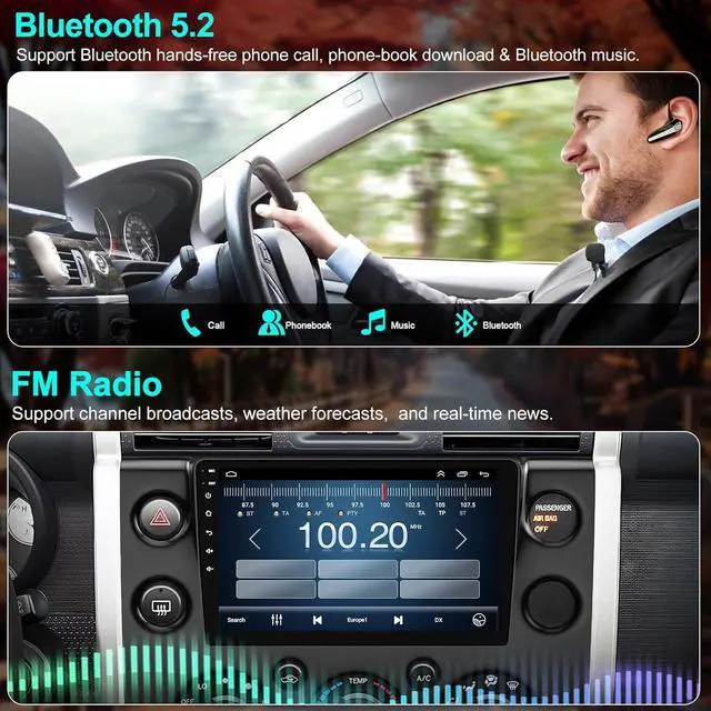 Alt view image 5 of 6 - 4+128G Android Car Stereo for Toyota FJ Cruiser 2007-2018 with Wireless Carplay&Android Auto, 9 Inch IPS Touchscreen FJ Cruiser Radio Support Bluetooth/GPS/WiFi/FM Radio/DSP/SWC/Backup Camera