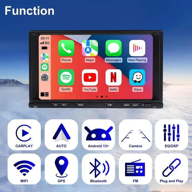Alt view image 3 of 6 - Upgrade Car Radio for Nissan Xterra Frontier 2000 2001 2002 2003 2004 2005 2006 2007 2008, 7 Inch Touch Scree Headunit Stereo with Wireless Carplay Android Auto GPS FM SWC WIFI Bluetooth Backup Camera