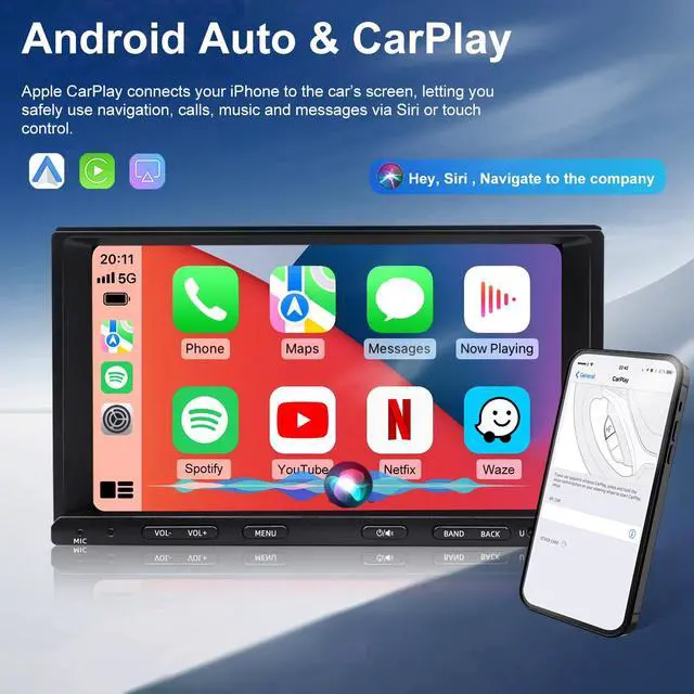Alt view image 4 of 6 - Upgrade Car Radio for Nissan Xterra Frontier 2000 2001 2002 2003 2004 2005 2006 2007 2008, 7 Inch Touch Scree Headunit Stereo with Wireless Carplay Android Auto GPS FM SWC WIFI Bluetooth Backup Camera