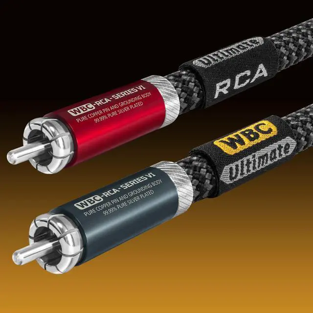 Alt view image 6 of 6 - Ultimate - 1.5 Foot - Premium Audiophile RCA Cable Pair | 18 AWG - Ultra-Pure OFC - Ultra-Low-Capacitance (13pF/ft) - Silver-plated Pure-Copper RCA Plugs- Carbon Tweed Jacket