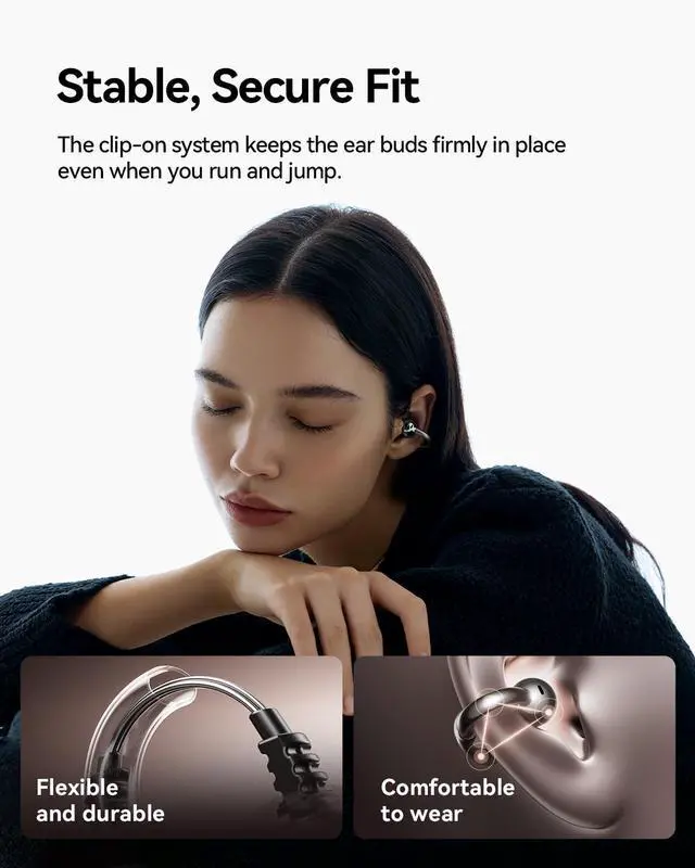 Alt view image 2 of 6 - S7S Ultra Clip-On Open Ear Earbuds,AI Translation Bluetooth 6.0 Headphones, Hi-Fi Bass AI Clear Call 45H Playtime Waterproof Wireless Comfort Lightweight Ear Buds for Running Workout Black