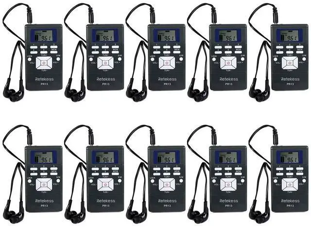 Main image of PR13 Portable FM Receiver, Mini FM Radio(Pack of 10) | for Church, Teaching, Meeting, Correctional Center, Supports Radio Station Storage, Lock button, Built-in 24 Hour Clock