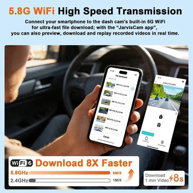 Alt view image 4 of 6 - 4K Dash Cam Front and Rear,with Apple Find My Function, 5.8GHz WiFi | Dash Camera for Cars,WDR Night Vision Technology, 170° Wide-Angle Shooting and 24-Hour Parking Monitoring Mode.(V703)