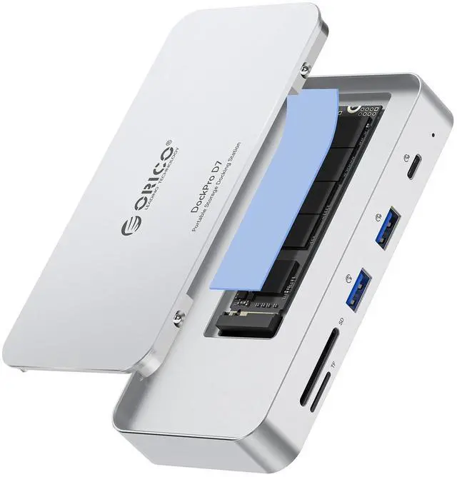Main image of 9-in-1 10Gbps USB C Hub with NVMe SSD Enclosure, Aluminum Cooling | NVMe Docking Station with 10Gbps USB-C/A, Gigabit Ethernet, SD/TF Reader, 100W PD for MacBook & Windows Laptops, DockPro D7