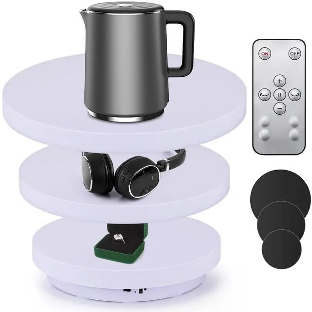 Main image of 3 in 1 Motorized Rotating Display Stand, Rechargeable & Remote | 11.8/13.7/15.7inch 33lbs Photography Turntable, Ideal for E-Commerce & Live Streaming, 360° Videos, TikTok/Instagram