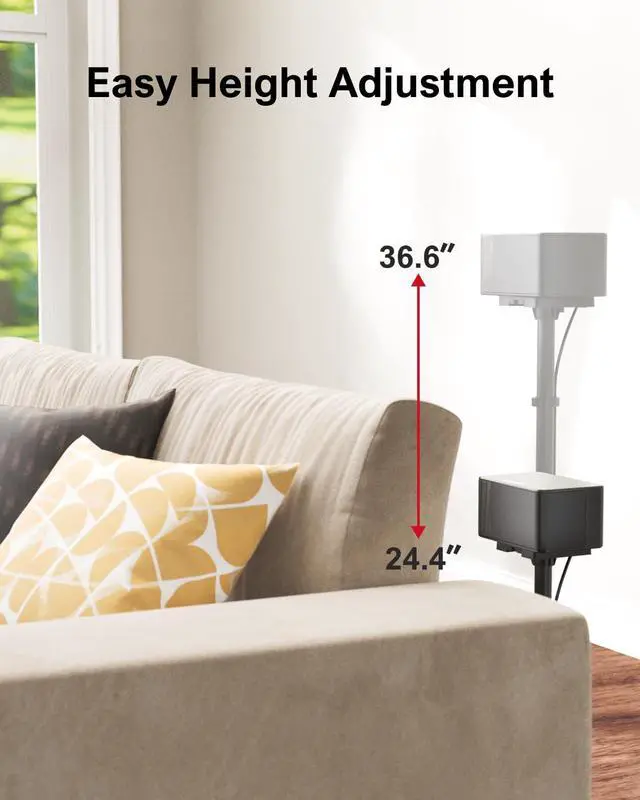 Alt view image 5 of 6 - Speaker Stands Pair, Height Adjustable Speaker Stand, Extends 24.4" to 36.6", Holds 6.6 lbs, Compatible with VIZIO, Sony, Bose, Polk, Poseidon Series Surround Sound Speaker, Steady 300